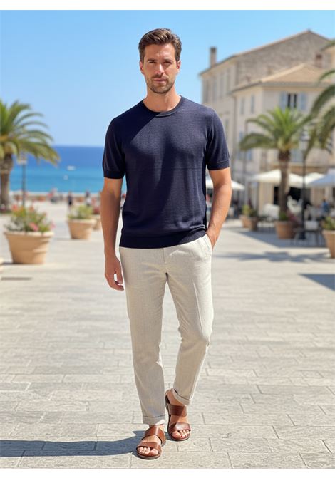 Daniele Fiesoli silk and cotton knit crewneck t-shirt dark navy DANIELE FIESOLI |  | 41000023